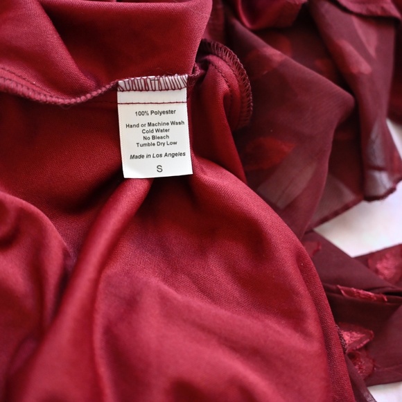 Lucy in the Sky Betty Wrap Mini Dress — Merlot Floral Chiffon - Picture 4 of 4